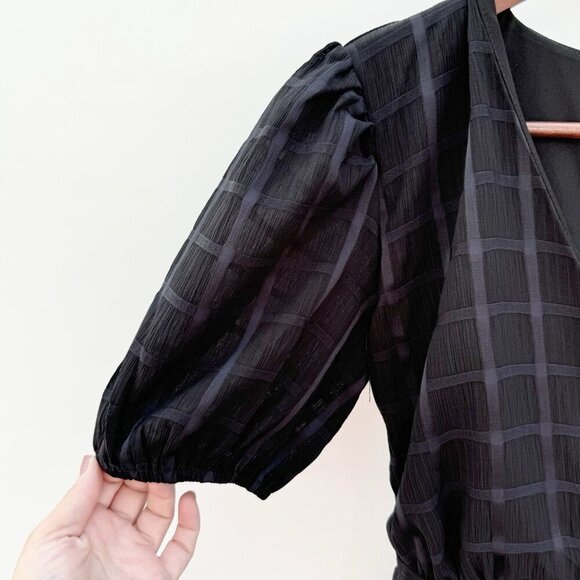 Evolutionary Apparel Romper Sheer Plaid Black Layered Lined Dark Academia Small - Picture 6 of 16